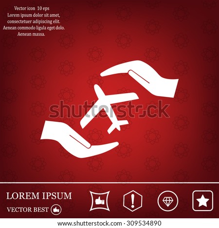 protection of air travel, insurance sign web icon. vector design