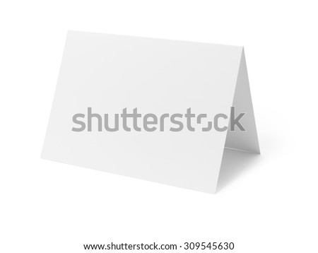 Shot of a blank greetings card on a white background with natural drop shadow. Left plain, clean and empty for the designer to add their own message. 