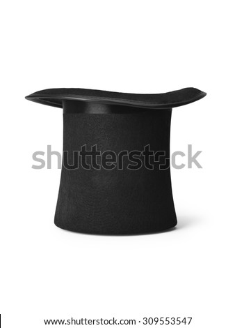 Shot of a magicians style top hat isolated on a pure white background with clipping path.  Royalty-Free Stock Photo #309553547