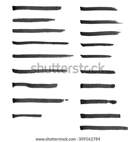 Set of hand drawn marker lines to highlight words Royalty-Free Stock Photo #309562784