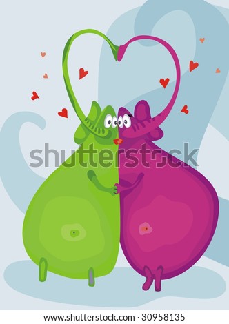 cartoon elephants in love