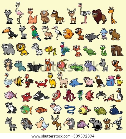 Set of cute cartoon animals