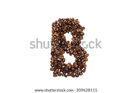 coffee alphabet, letter B. Isolated on a white background