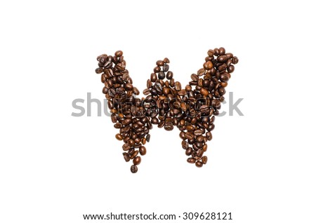 coffee alphabet, letter W. Isolated on a white background
