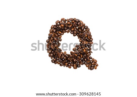 coffee alphabet, letter Q. Isolated on a white background