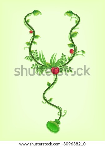 Illustration of Vines Twirled Around a Stethoscope