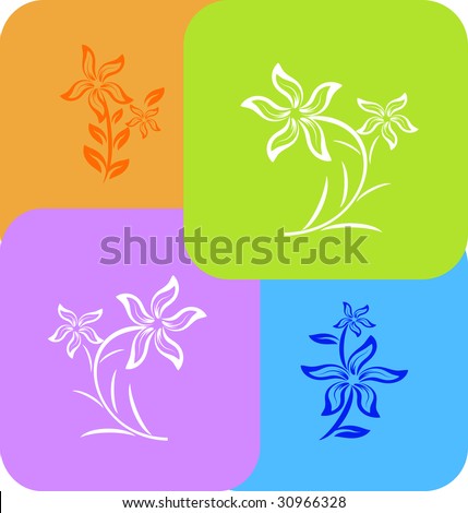 set of flower background different color