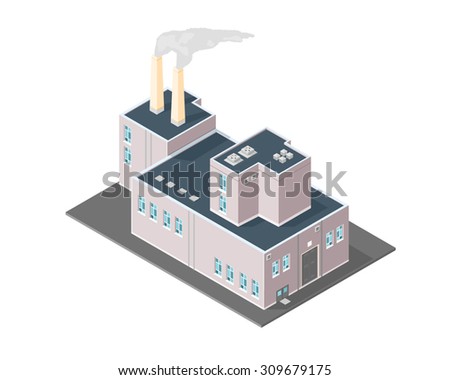 A vector illustration of an old style retro factory or production facility.
Isometric Vintage Factory icon illustration.
Old power plant station building.
