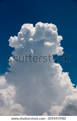 Bright blue sky with fluffy white clouds 