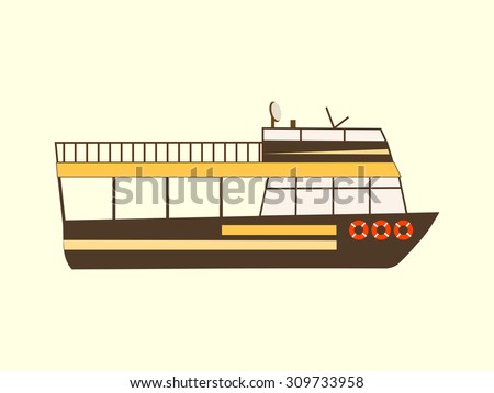 Color retro travel boat water retro transport