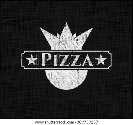 Pizza chalkboard emblem written on a blackboard