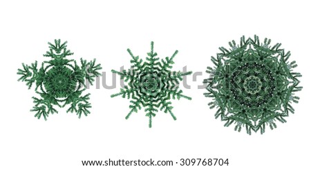 Green kaleidoscope with 3 pine trees .Great background for your winter projects
