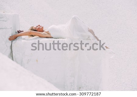 Beautiful Bride in Greece at her Honeymoon 