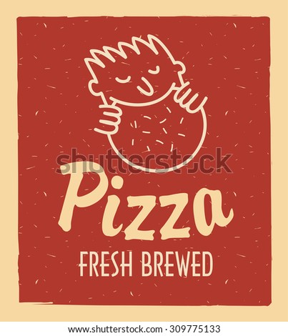 logo for pizza restaurant with a pattern that the man eating pizza