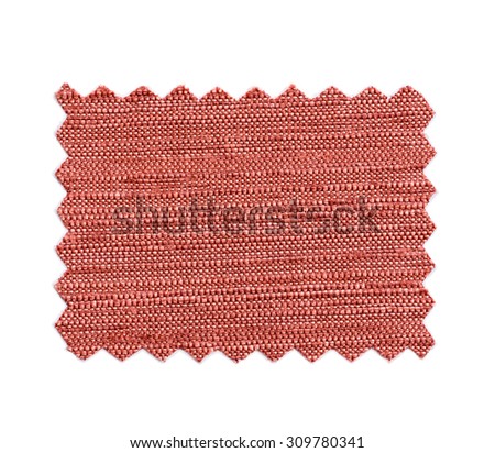 Piece of sample color fabric isolated on white background