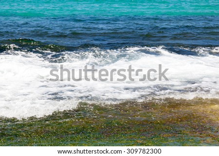 Ocean waves crashing on shore