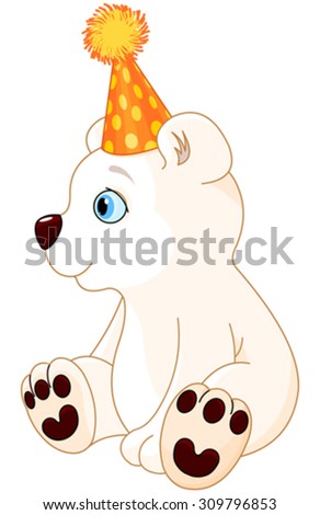 Illustration of polar bear celebrating  