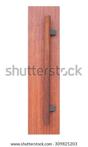 Wood door handle isolated on white background