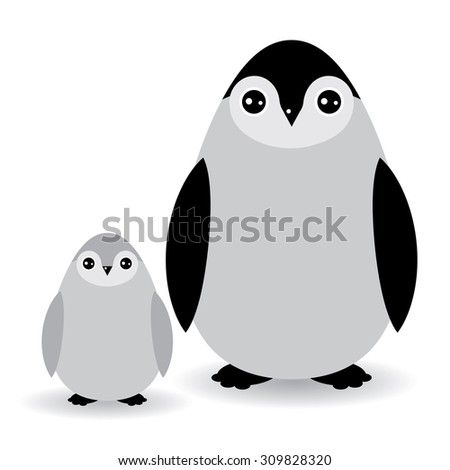 Funny penguins on white background. isolated character