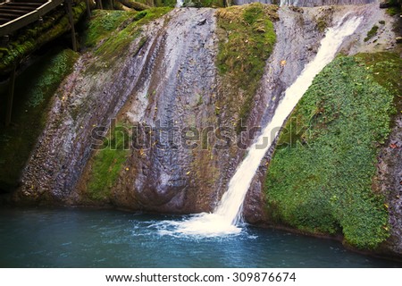 Beautiful waterfall and blue lagoon