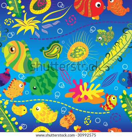Seamless background with tropical fish