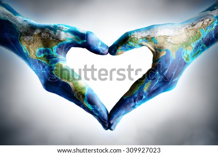 earth's day celebration - hands shaped heart with world map - elements of this image furnished by NASA
 Royalty-Free Stock Photo #309927023