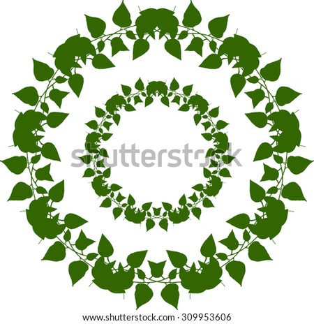 Wreath of green leaves, vector design element.