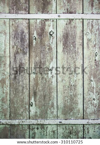Old wood background door retro colored blue, 