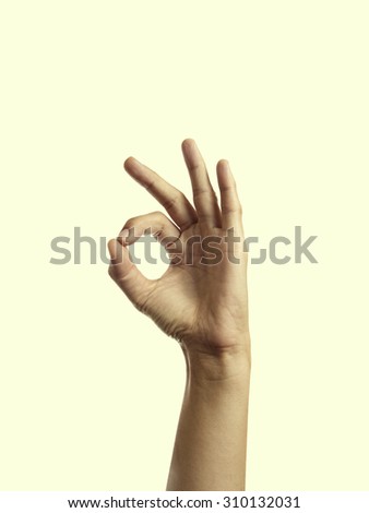 Isolated image of a hand with a gesture symbolizing the consent-ok
