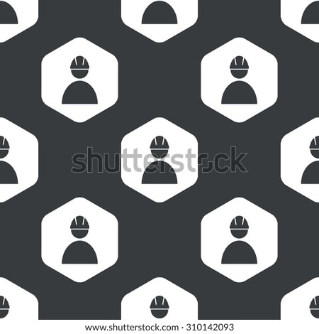 Image of builder in helmet in hexagon, repeated on black