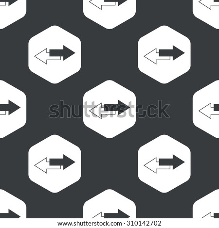 Image of straight opposite arrows in hexagon, repeated on black