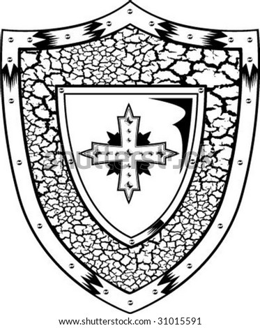 Shield with distress and cross