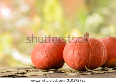orange pumpkins on the wooden board