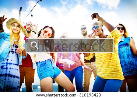 Summer Togetherness Friendship Searching Internet Concept