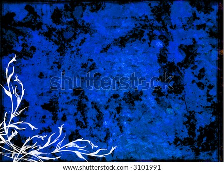  grunge blue floral background with space for text