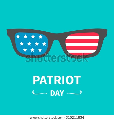 Glasses with stars and strips.  Patriot Day background flat design Vector illustration