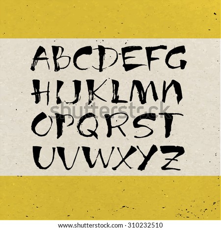 Calligraphic alphabet  poster. Modern handwritten alphabet. Modern brushed alphabet. ABC poster. Letters composition.