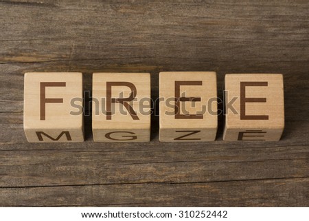 FREE text on a wooden cubes