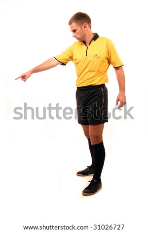 a football judge with symbol finger