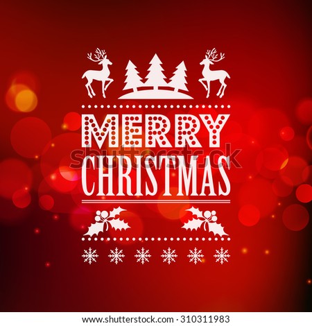Christmas light vector background.  Typographic poster.