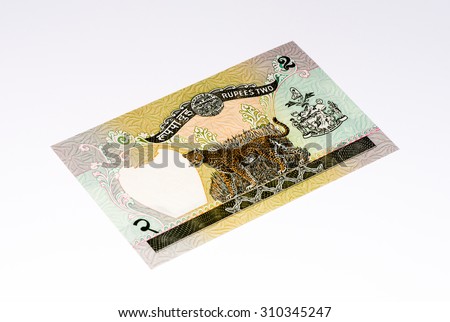 2 Nepalese rupee bank note. Nepalese rupee is the national currency of Nepal