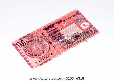 10 taka bank note. Taka is the national currency of Bangladesh