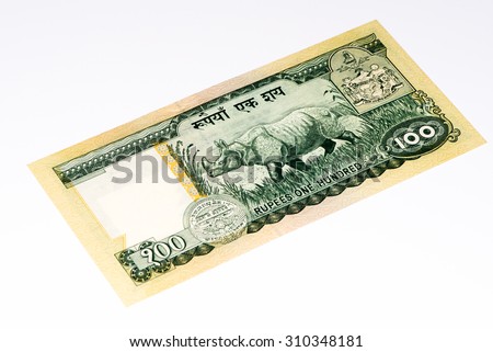 100 Nepalese rupee bank note. Nepalese rupee is the national currency of Nepal