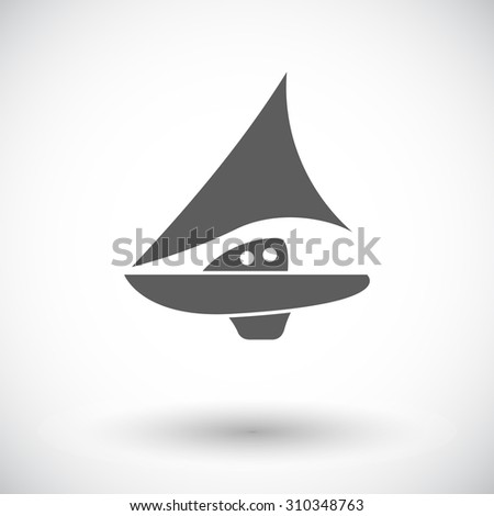 Yacht. Single flat icon on white background.  illustration.