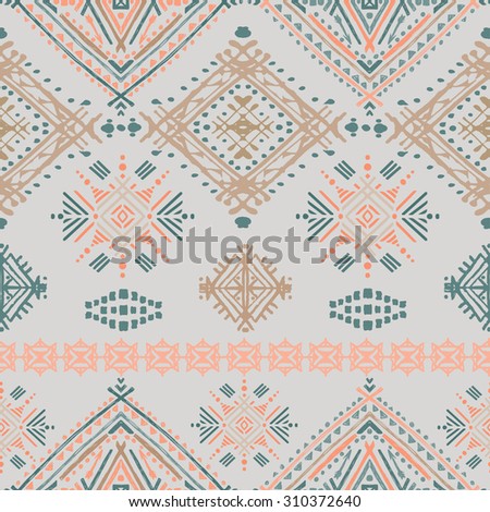 Ethno seamless ornament. Ethnic boho repeatable pattern. Tribal art background. Fabric design, wallpaper, wrapping