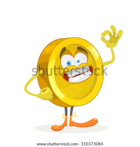 cartoon character gold yellow coin