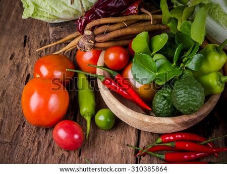 fresh vegetables on wooden table