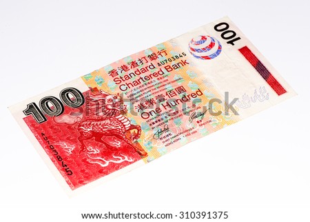 100 Hong Kong dollar bank note. Hong Kong dollar is the national currency of Hong Kong