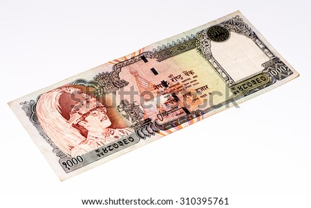 1000 Nepalese rupee bank note. Nepalese rupee is the national currency of Nepal
