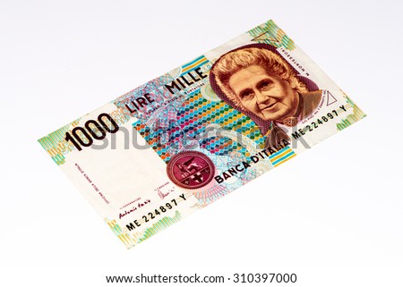 1000 italian liras. Italian liras is the former currency of Italy